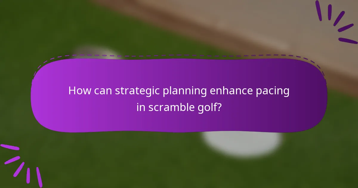 How can strategic planning enhance pacing in scramble golf?