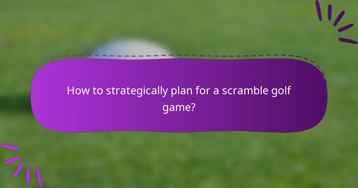 How to strategically plan for a scramble golf game?
